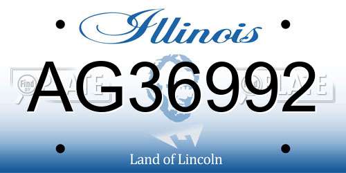 AG36992 Illinois License Plate