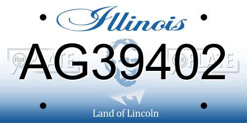 AG39402 Illinois License Plate