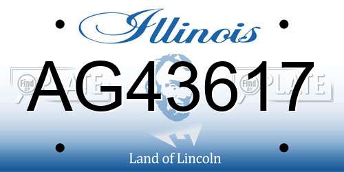 AG43617 Illinois License Plate