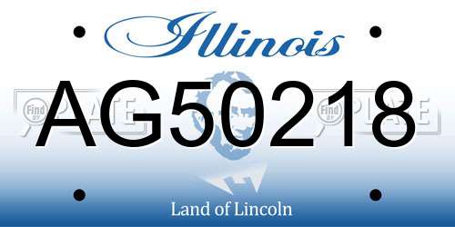 AG50218 Illinois License Plate