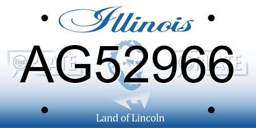 AG52966 Illinois License Plate