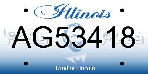 AG53418 Illinois License Plate