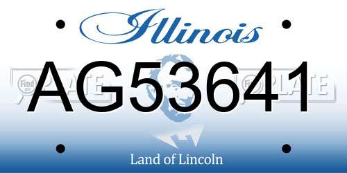 AG53641 Illinois License Plate