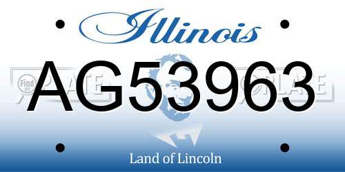 AG53963 Illinois License Plate