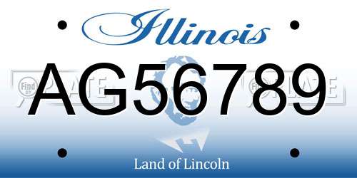 AG56789 Illinois License Plate