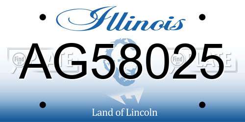 AG58025 Illinois License Plate