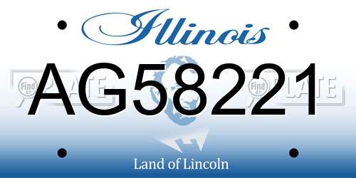 AG58221 Illinois License Plate