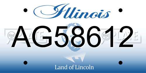 AG58612 Illinois License Plate