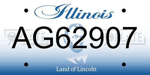 AG62907 Illinois License Plate