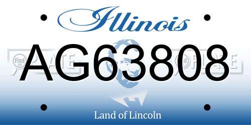 AG63808 Illinois License Plate
