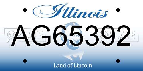 AG65392 Illinois License Plate