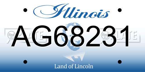 AG68231 Illinois License Plate