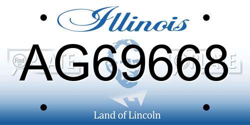 AG69668 Illinois License Plate
