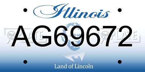 AG69672 Illinois License Plate
