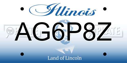 AG6P8Z Illinois License Plate