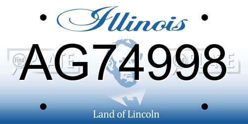 AG74998 Illinois License Plate