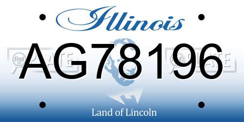 AG78196 Illinois License Plate
