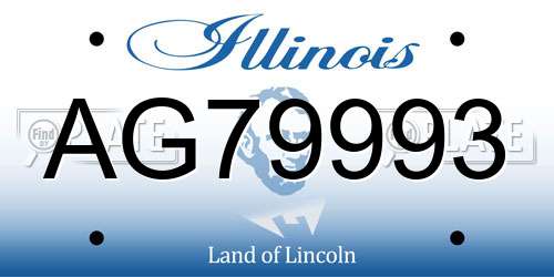 AG79993 Illinois License Plate
