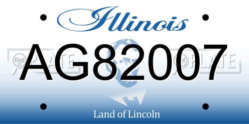 AG82007 Illinois License Plate