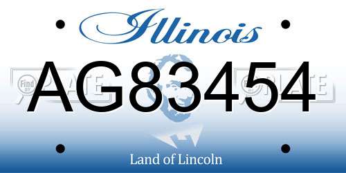AG83454 Illinois License Plate
