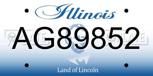 AG89852 Illinois License Plate