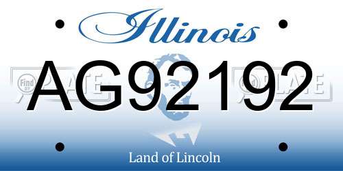 AG92192 Illinois License Plate