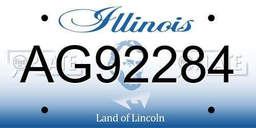 AG92284 Illinois License Plate