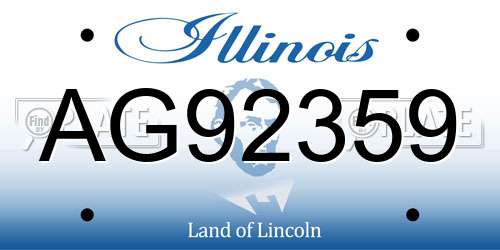 AG92359 Illinois License Plate