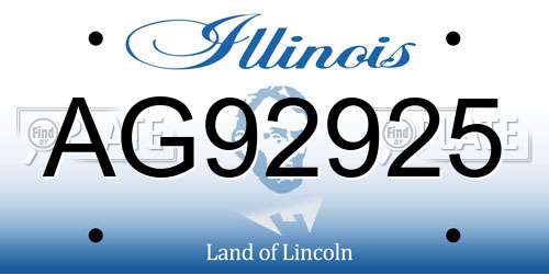 AG92925 Illinois License Plate