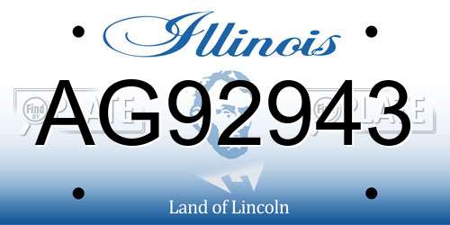 AG92943 Illinois License Plate