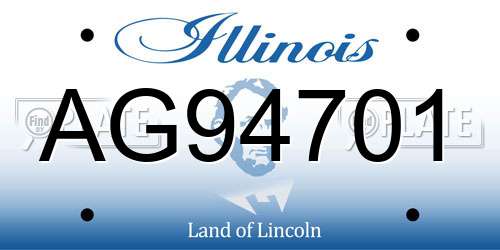 AG94701 Illinois License Plate