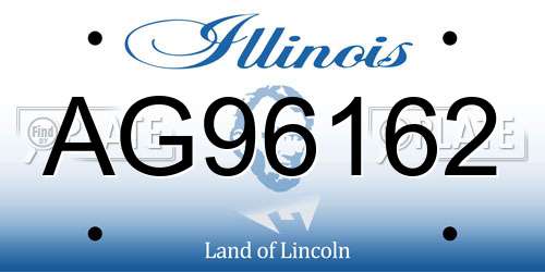 AG96162 Illinois License Plate