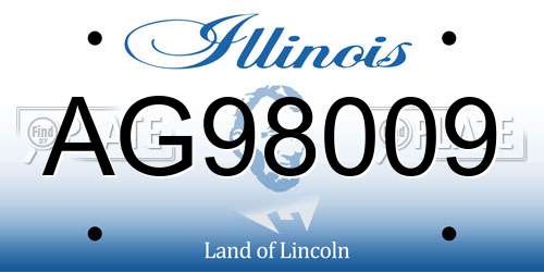 AG98009 Illinois License Plate
