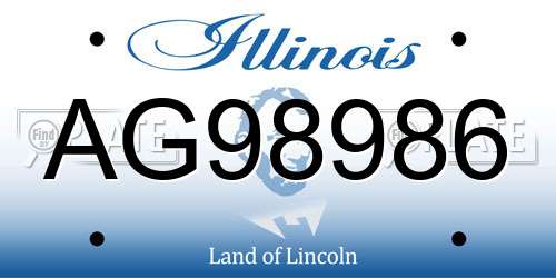 AG98986 Illinois License Plate