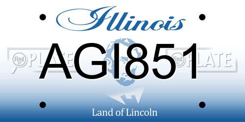 AGI851 Illinois License Plate