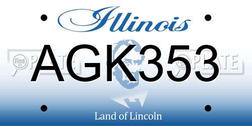 AGK353 Illinois License Plate