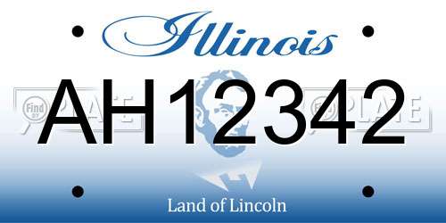 AH12342 Illinois License Plate