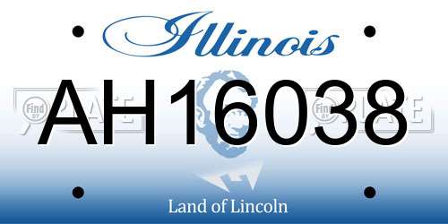 AH16038 Illinois License Plate