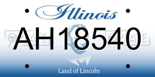 AH18540 Illinois License Plate