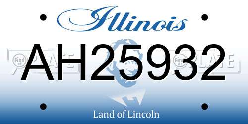 AH25932 Illinois License Plate
