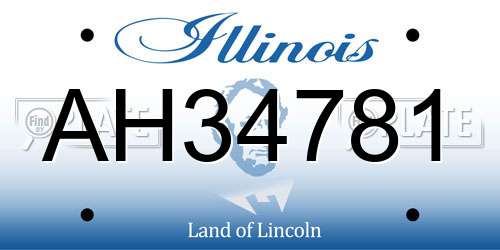 AH34781 Illinois License Plate