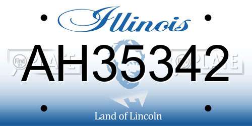 AH35342 Illinois License Plate