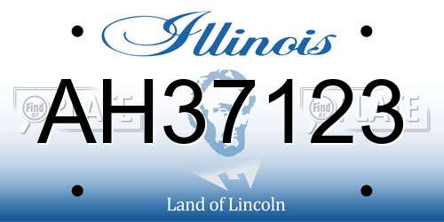 AH37123 Illinois License Plate