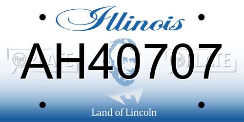 AH40707 Illinois License Plate