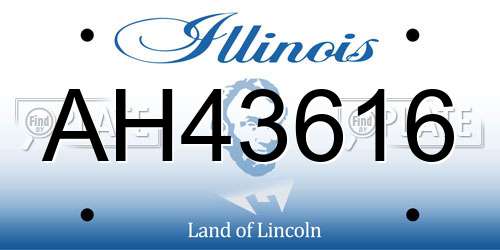 AH43616 Illinois License Plate