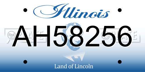 AH58256 Illinois License Plate