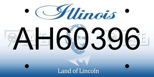 AH60396 Illinois License Plate