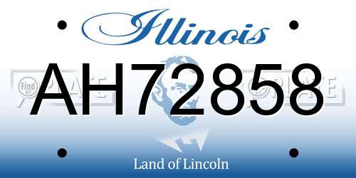 AH72858 Illinois License Plate