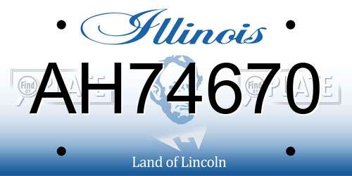 AH74670 Illinois License Plate