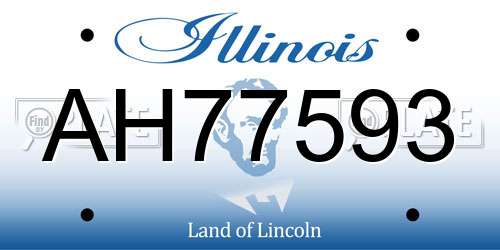 AH77593 Illinois License Plate